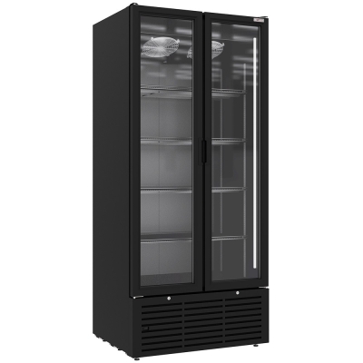 Vitrine ventilée positive 804 litres, 2 portes battantes, NOIRE WR-80SB-SB1246.50